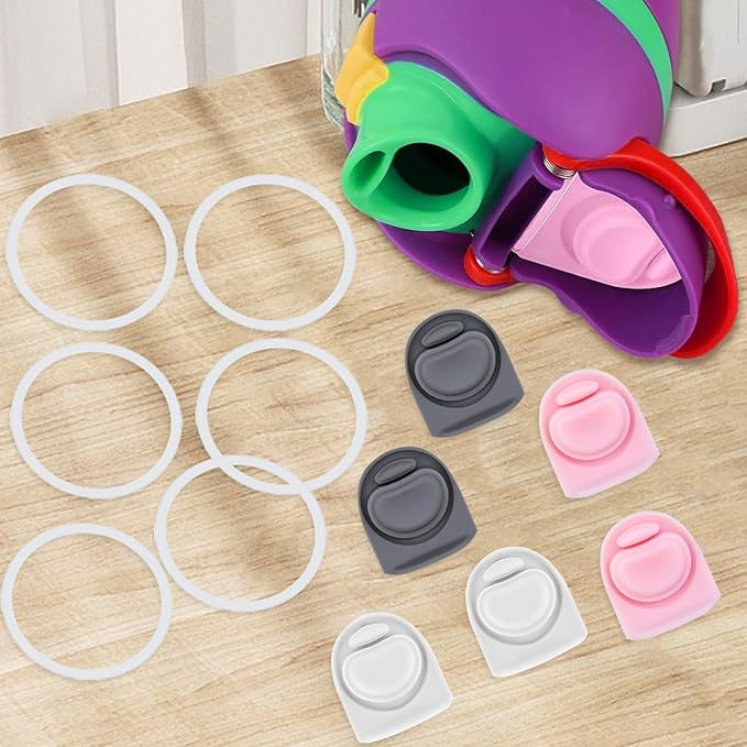 6 Sets Replacement Seal Gasket Stoppers for Owala Freesip 16oz 32oz Cap Mouth,Silicone O Sealing Ring Parts Water Bottle Top Lid Accessories for Owala Freesip 16/19/24/32/40oz（3 colors 2