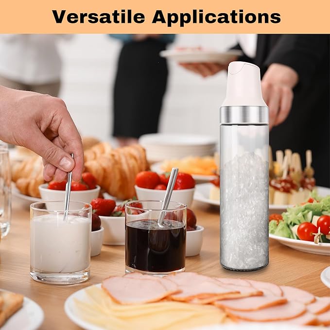 Loscarol Sugar Dispenser with Pour Spout, 17 oz Glass Sugar Shaker Jar Creamer Dispenser Weighted Pourer for Coffee Bar, Tea & Baking, Sugar Container for Home Kitchen, White