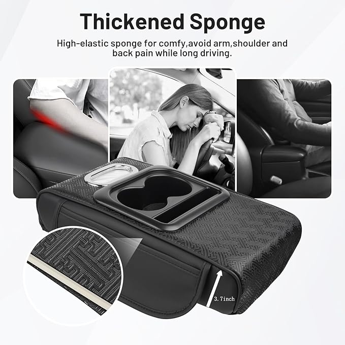 Autorder Center Console Cover for Toyota RAV4 2019-2025 Accessories Armrest Cushion with Multi-Purpose Storage Slot Leather Middle Console Cover RAV4 Armrest Cover Anti-Scratch