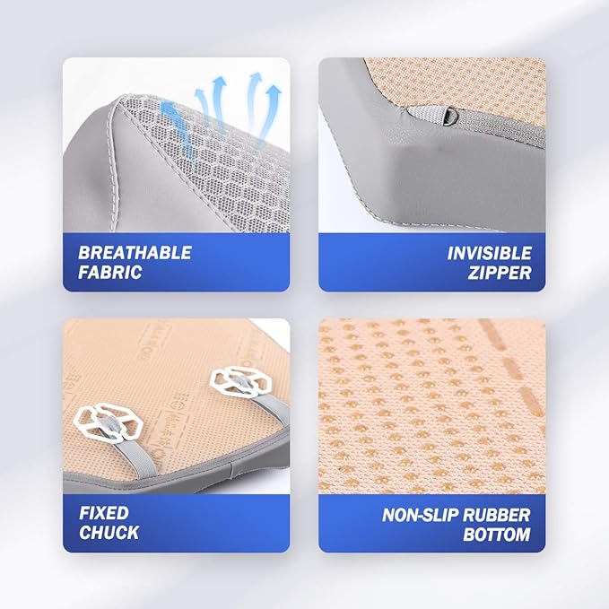 Car Seat Cushion, Comfortable Memory Foam Cushion for Driving, Auto Heightening Wedge Cushion for Sciatica Tailbone Pain Relief (Gray)