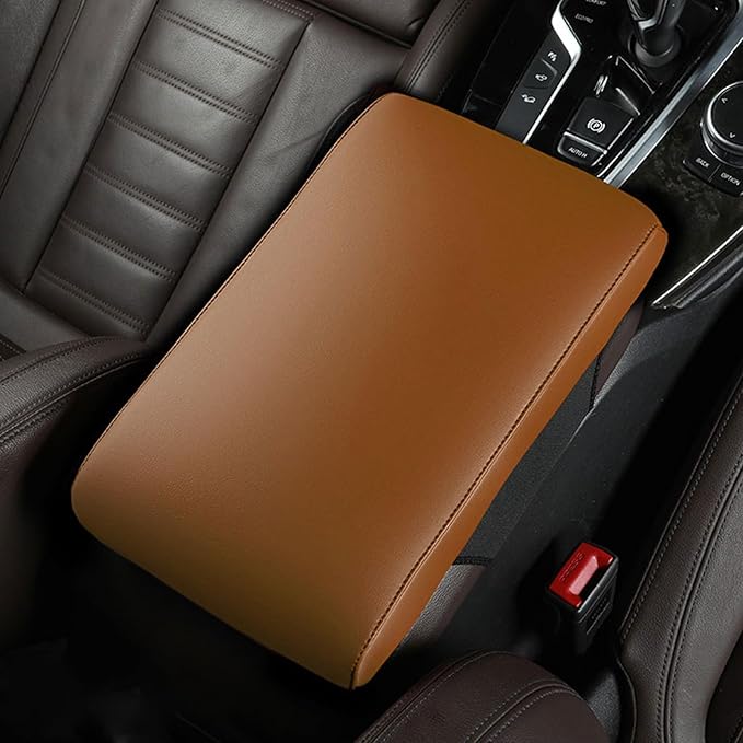 Car Armrest Cover Pad for Hyundai Santa FE 2021 2022 2023 2024 2025 Premium Leather Center Console Armrest Cushion Pad Anti-Scratch Waterproof Auto Interior Accessories Orange Style