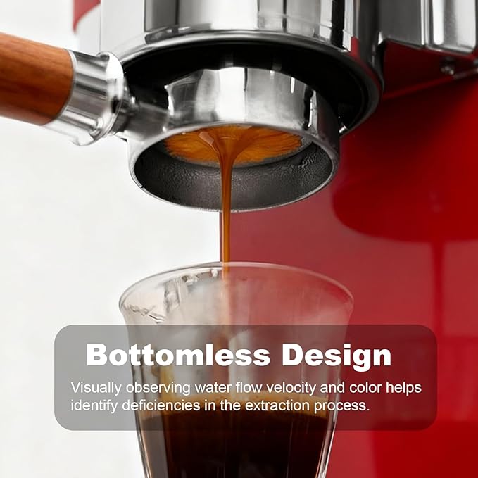 54mm Bottomless Portafilter with Puck Screen 18g Filter Basket Rosewood Handle Fit Breville Barista Express/Pro/Touch/Bambino Plus/Infuser Espresso Machines