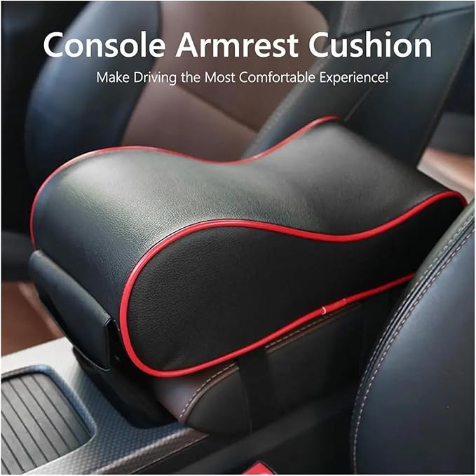 Center Console Cover, Car Center Console Armrest Cushion With Storage Pouch Multifunctional Car Armrest Box Lift Pad Memory Foam Vehicle Pillow Cover(Red)