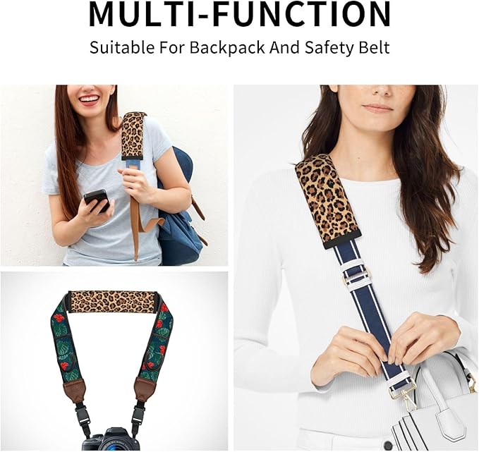 Leopard Print Steering Wheel Cover Elastic Non-Slip Car Steering Wheel Covers with Seat Belt Shoulder Pad for Women Men