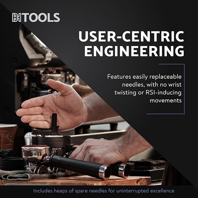 Barista Hustle AutoComb, Espresso WDT Distribution Tool, 12 Needle Espresso Stirrer, Adjustable Needle Depth, Compatible with Most 58mm Baskets and Portafilters, Durable and Replaceable Components
