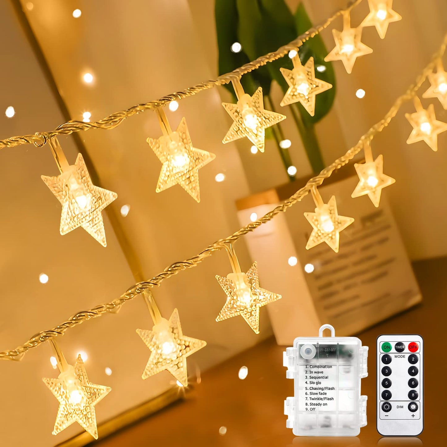 ANJAYLIA String Lights 100 LED 33 FT Battery Operated Warm White Fairy Lights for Indoor & Outdoor Decor, Model String Lights-2