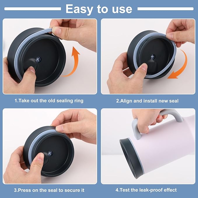 4pcs Gasket Replacement for Owala 40oz Tumbler, O Shaped Rubber Lid Seal Ring Water Bottle Accessories Replacement Part Compatible with Owala 40oz Stainless Steel Cup