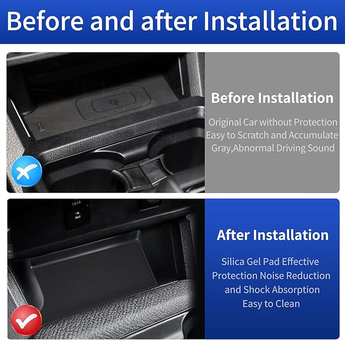 Car Wireless Charger Silica Gel Pad Suitable for 2016-2023 Toyota Tacoma Mobile Phone Charging Non-Slip Mat Interior Modification Accessories (Wireless Charger Pad -Not a Charging Device)