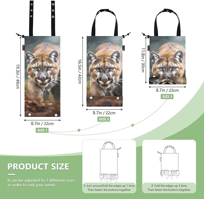 ALAZA Hanging Car Trash Bags Garbage Bag Trash Can for Back Seat Small Leopard Wild Washable Storage Bag Retractable 2 Pack