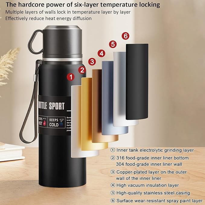 Double wall vacuum Leakproof stainless steel wide mouth insulated water bottle;tea tumbler with tea strainer infuser basket,cup and lid; travel coffee thermoses hot drinks;portable cold thermal flask