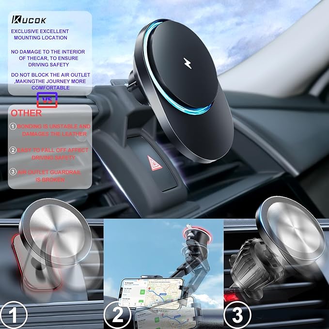 for MagSafe Civic Mount Charger, Exclusive fits for 2022-2026 Honda Civic (Not for Accord/CR-V/HR-V), for iPhone 17/16/15/14/13/12/Mini Series, Intelligent Heat Dissipation Fast Charging 15W