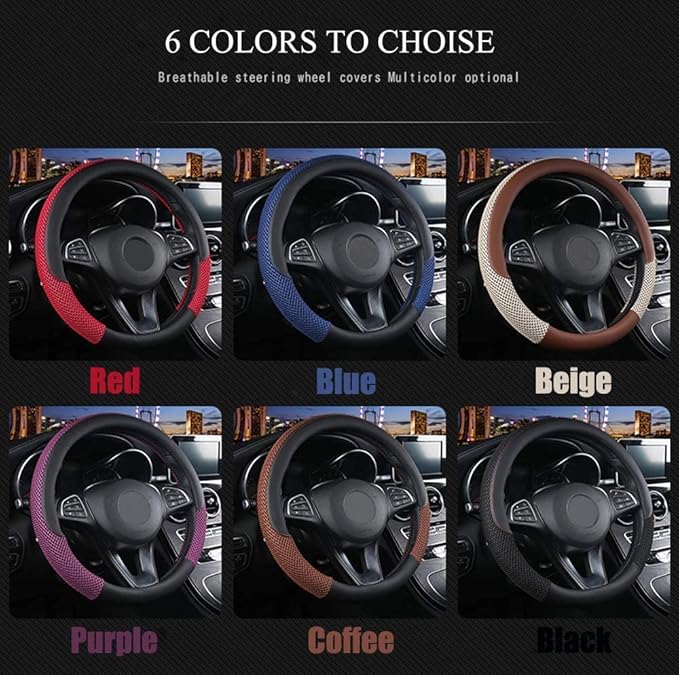 Cxtiy Universal Car Steering Wheel Cover Cool for Summer Warm for Winter Steering Wheel Cover Fit Most of Cars SUV Auto Vehicle (C-Blue)