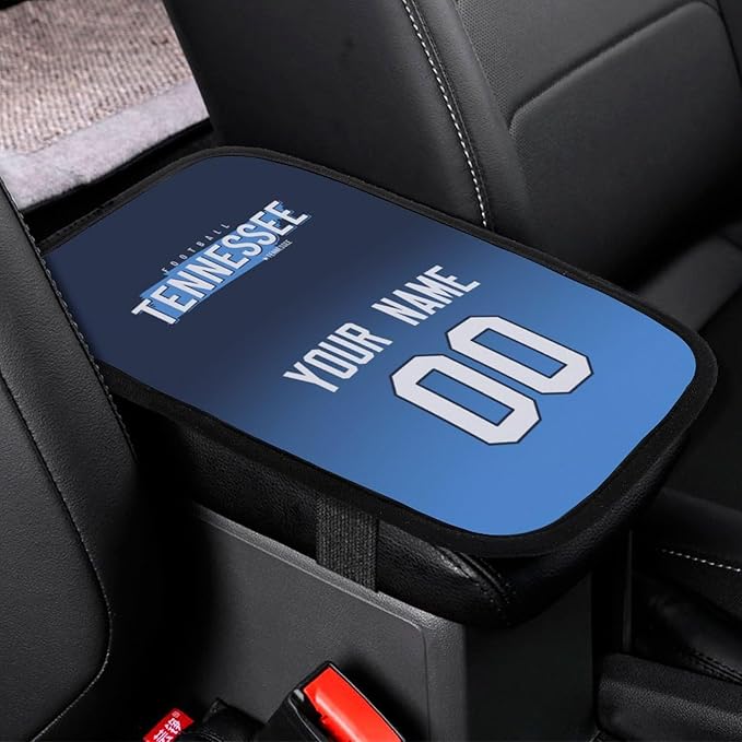 Custom Football Car Armrest Covers Universal Auto Center Console Pad Car handrail Box Cushion Personalized Add Name & Number Fans Gift Fit Suit for SUV Truck Sedan Van
