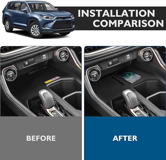 BlBLOZ Wireless Charging Anti-Slip Mat for Toyota Grand Highlander 2024 2025 2026 Accessories Silicone Anti-Slip Wireless Charger Cover Pad for Charger Protective Pad Liner