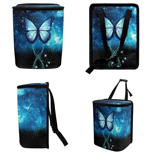 DISNIMO Blue Butterfly Car Trash Can Easy-to-Install Car Accessory Interior, Leak-Proof Car Garbage Can Bin Organizer Storage Bag for The Back Seat of Any Cars, Sedans, SUVs & Trucks