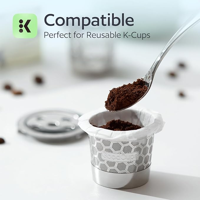 Disposable K Cup Filters, 100 Count Disposable Paper Filters for Keurig Reusable K Cups, White