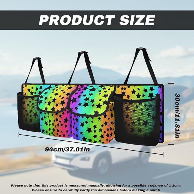 Trunk Hanging Organizer, Rainbow Galaxy Star Backseat Bag, Car Interior Accessories Decoration with Pocket for Groceries, Provide Storage Space for SUV, Jeep, MPVs