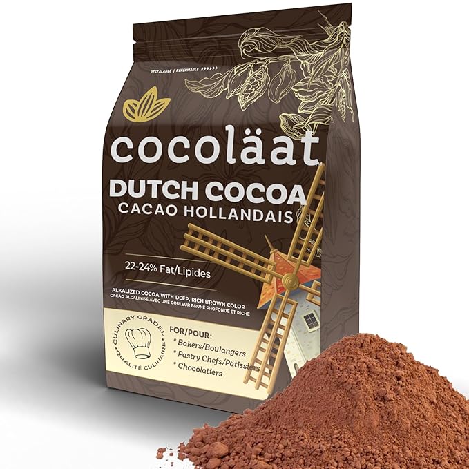 Cocoläat European Style Dutch Cocoa Powder | Culinary Grade for Bakers, Pastry Chefs, & Chocolatiers | Dark and Rich With High 22/24% Cocoa Butter | Resealable Pouch | 2 lb, 907 g