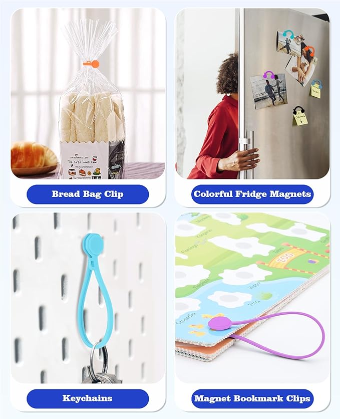13 PCS Silicone Magnetic Cable Ties, Cable Clips Cord Organizer [1S] Management Cable Cords, Reusable Magnet Cable Organizer, Phone Cord Holder for Organizing, Bookmark Whiteboard Fridge Magnets etc
