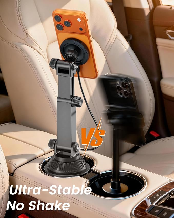 OHLPRO for Mag Cup Holder Car Mount Charger for iPhone 17, 15W Fast Charging Magnetic Cupholder Phone Mount, Compatible with iPhone 16 15 14 13 12 Series
