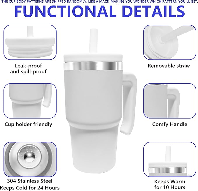 20-OZ Insulated Water Bottle,Insulated Stainless Steel Tumbler,Reusable Cold Drink Thermos,BPA-Free, Double-Wall Stainless Steel Water Bottle (Body Pattern Color-Blind Box, 20, Fluid Ounces)