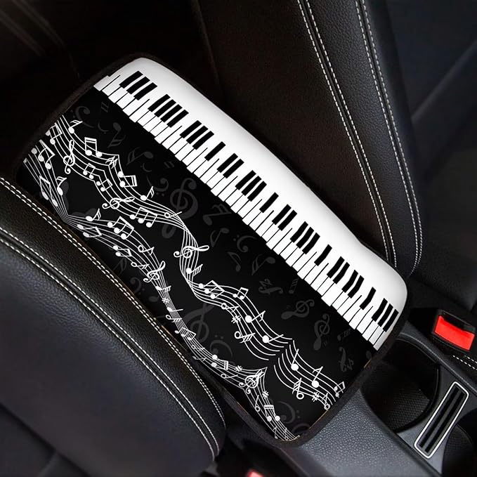 Mintutlipy Piano Car Armrest Cushion Protector for Women Men Universal Automotive Center Console Cover Sweat Proof Dust Proof