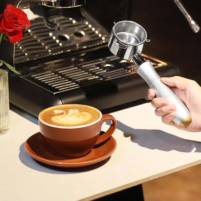 MEION Aluminium Alloy 54mm Bottomless Portafilter Compatible with Breville Barista Express Machines, Sage, Barista Pro, BES870XL, BES880, Espresso Portafilter with 18g Filter Basket & Puck Screen