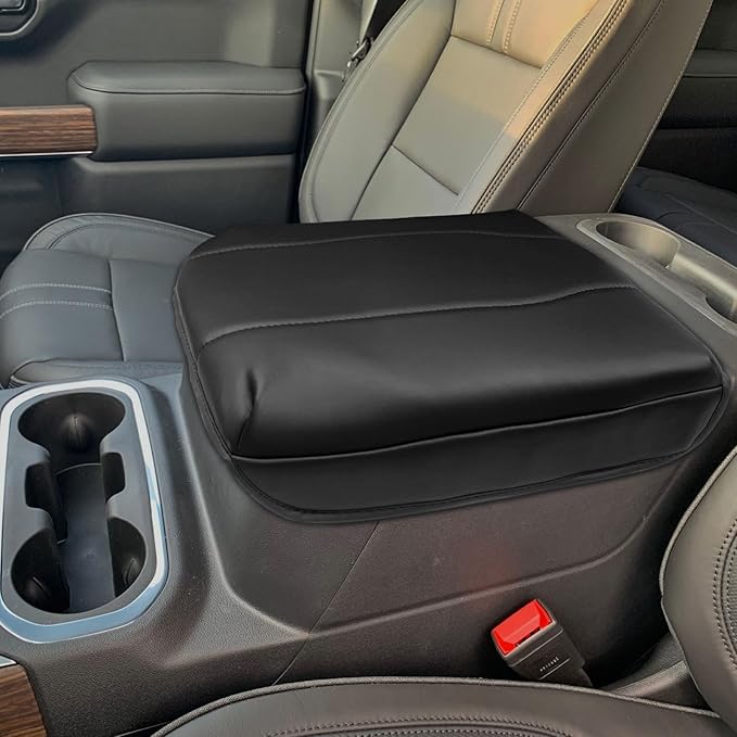 Xaido Center Console Armrest Cover for Chevy Silverado/GMC Sierra 2019-2026 & Tahoe/Suburban/Yukon 2021-2026, Bucket Seat Console Arm Rest Cushion Protective, Black