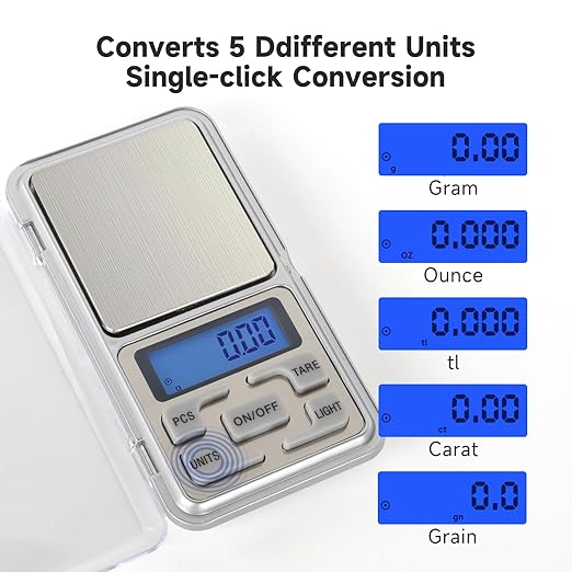 Compact Digital Pocket Scale, Stainless Steel Panel 500g 0.01 Gram Accuracy Portable Kitchen Digital Scale with LCD Display for Food Jewelry Weighing Cooking Baking Coffee Handmade