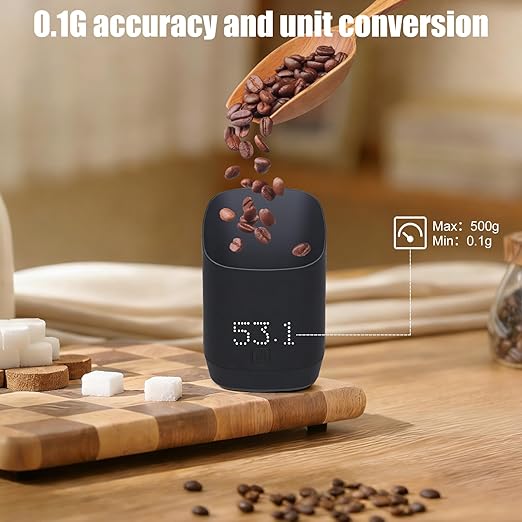 Digital Coffee Scale, Precision 500/g0.1g Coffee Bean Dosing Cup with LED Scale, Espresso Coffee Maker Accessory for Home Barista