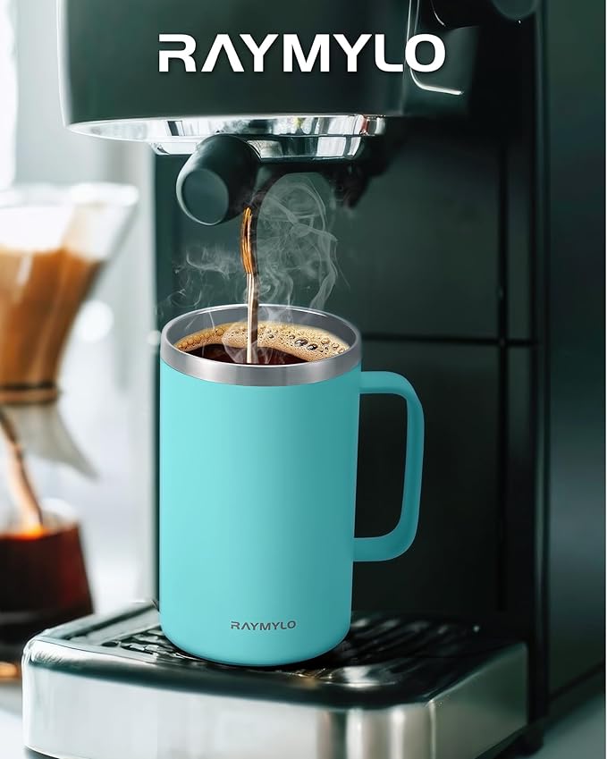 Insulated Coffee Mug 24 oz, Double Wall Stainless Steel Coffee Mug with Lids, Leak-Proof & Detachable Slider Lid for Thorough Clean, Keeps Coffee Cold for 9 Hrs, Suitable for Camp Home Office