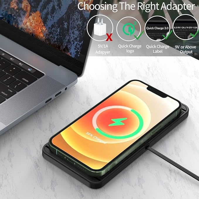 Wireless Car Charging Pad, 20W Magnet Fast Charger, Fast Wireless Car Charger with Non Slip Mat, Compatible with iOS 11 12 14 15 16 17