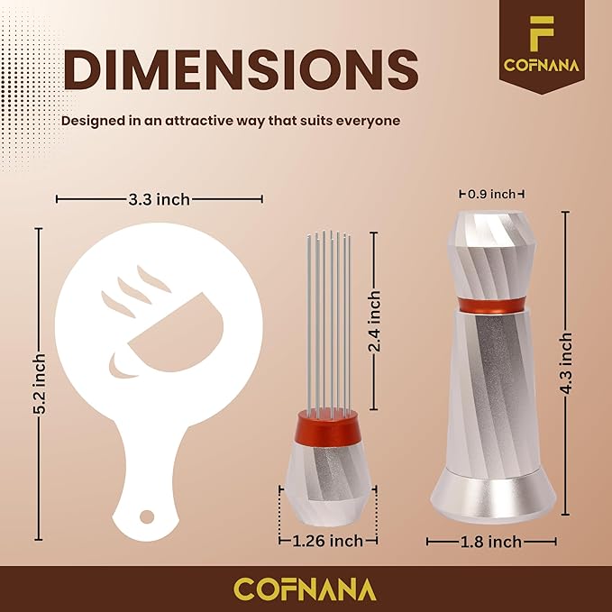 WDT Tool Espresso – Professional Espresso Stirrer Tool – Premium Aluminum Espresso Distributor– Espresso Distribution tool replaceable S.S Needles – coffee stir with prime gift box–SILVER