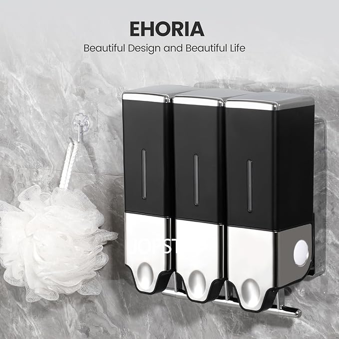 3-in-1 Quadrate Dispensers for The Shower,Shower soap Dispenser,Conditioner Dispenser, Shampoo Dispenser,No Drilled Wall Mounted Distributor,Hotel,Bathroom,Home