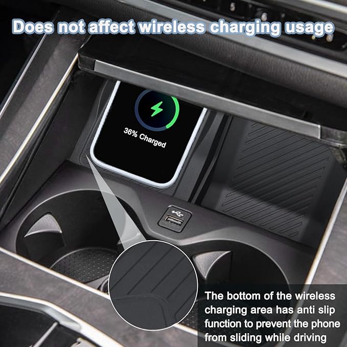 JKCOVER Center Console Wireless Charging Protective Non-Slip Mat Compatible with BMW X5 G05 X7 G07 (2019-2026) and BMW X6 G06 (2020-2026) Accessories Console Inserts Phone Charger Protective Pad