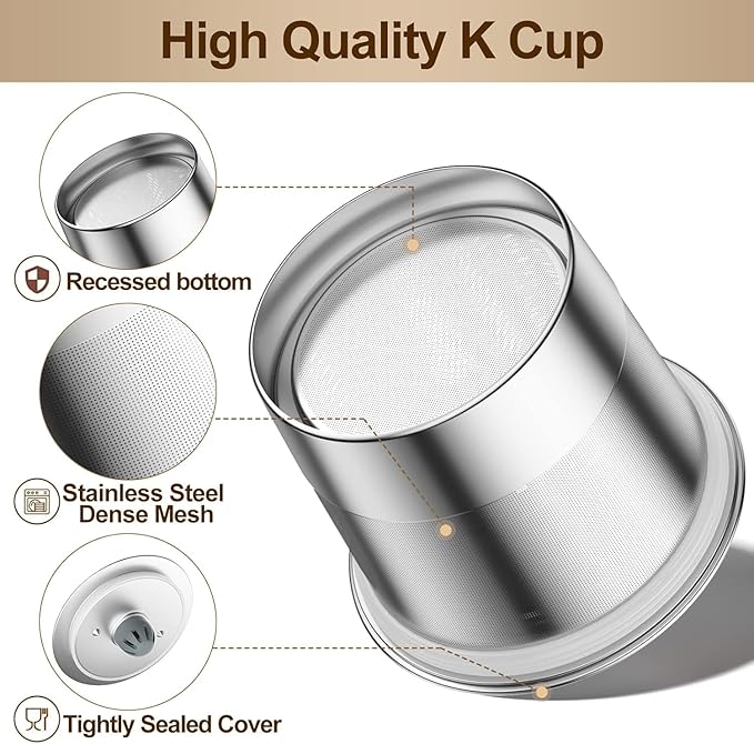 RETHONE Reusable K Cups for Keurig 1.0 & 2.0 - Stainless Steel Coffee Pods, Refillable Ground Coffee Pods(2 pack)