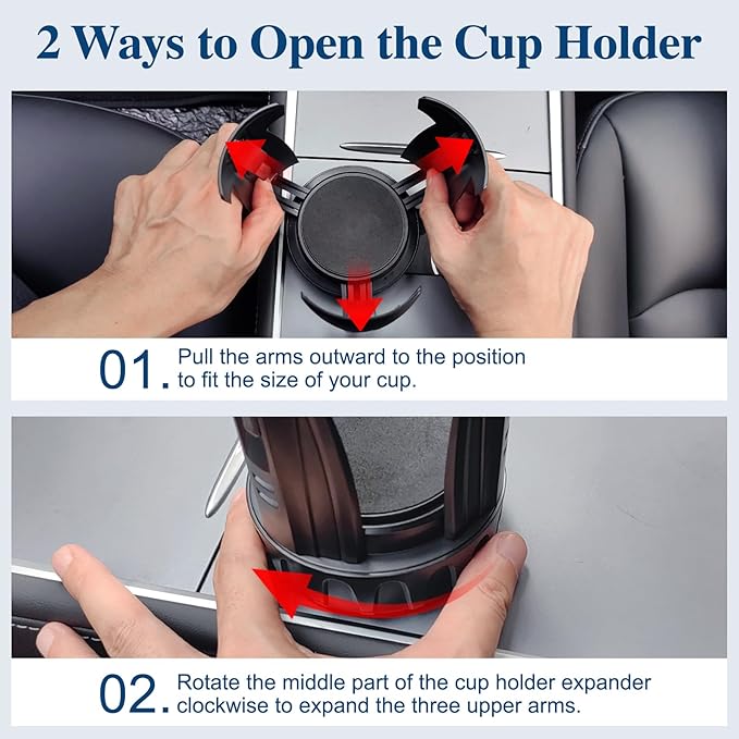 Car Cup Holder Expander, Cup Holder Extender Adapter with Expandable Arm and Adjustable Base, Compatible with Yeti Ramblers, Hydro Flasks, Stanley, Owala Most Coffee Mugs Bottles & Cups (CUP-B-1pack)
