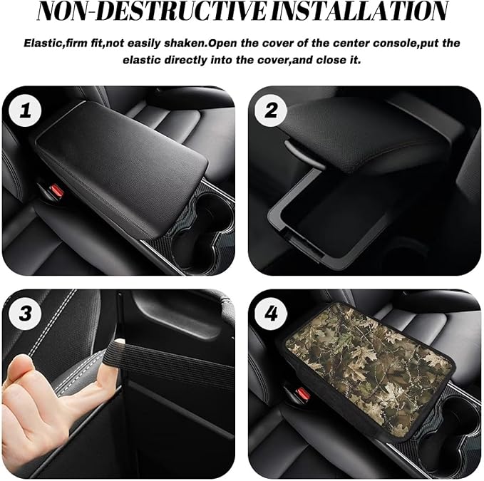Dreaweet Hunting Deer Camo Car Center Console Cover with Pockets,Car Armrest Cover Center Console Cushion Pad Soft Comfy Arm Rest Cover for Car Truck SUV Van Sedan