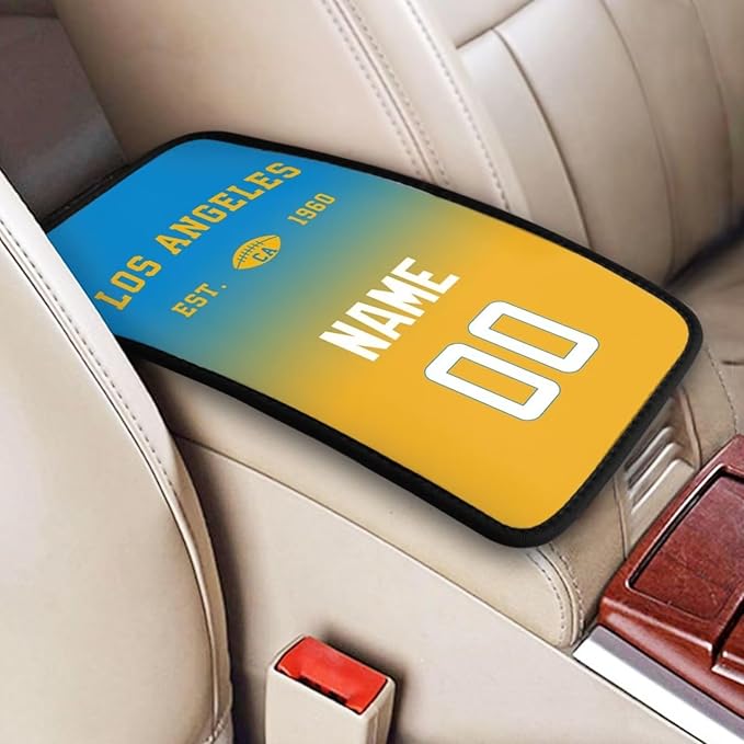 Custom Car Armrest Cover - Personalized Name & Number, Auto Center Console Pad, Fit Most Cars