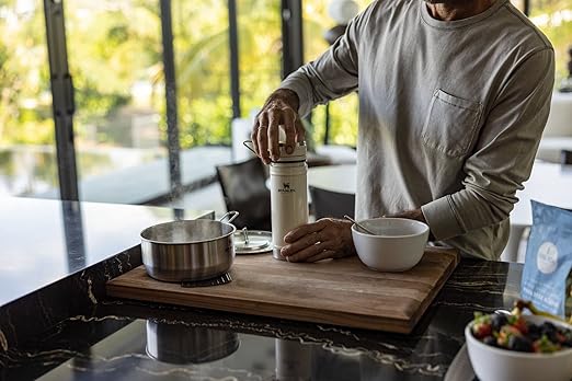 STANLEY Travel Mug with Integrated French Press 16 oz | 5 Minute Brew, 4 Hours Hot, Leakproof Lid | Mesh Filter for Coffee Grounds | Insulated Stainless Steel Coffee Maker | BPA-Free | Cream Gloss