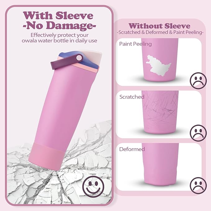 2PCS Silicone Boots for Owala 30oz & 40oz FreeSip Sway Bottles & Tumblers – Non-Slip, Scratch-Resistant, Stability Enhancer for Owala Accessories (Peony Pink)