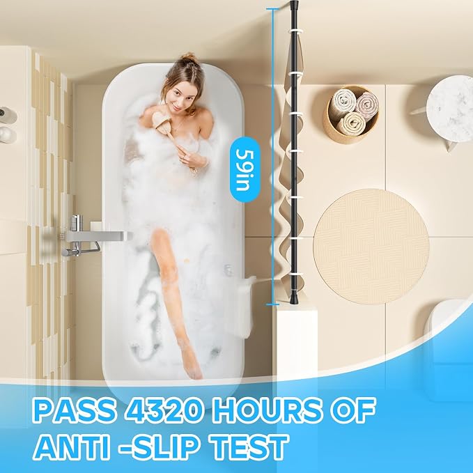 AIZESI Spring Tension Rods Adjustable Tension Curtain Rod Small Tension Rod No Drilling Expandable Spring Loaded Curtain Tension Rod?Black,45" to 77"-2Pcs)