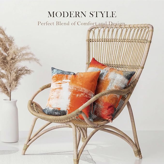 Decorative Throw Pillow Covers Burnt Orange Cushion Cover Taupe Abstract Art Painting 4 Pcs Pillowcase 18x18 Inch for Sofa Couch Bedroom Living Room Outdoor Home Décor