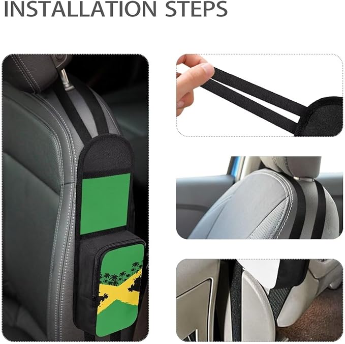 Car Seat Side Organizer for Jamaica Print Auto Seat Storage Hanging Bag,2 Stuff Holder with Mesh Net Pocket,Hold Phones Wallet Glasses Drink