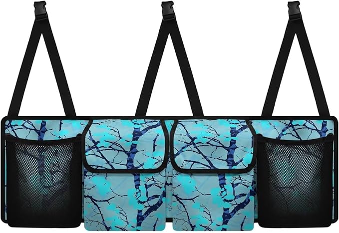 Car Trunk Organizer,Blue Tree Branch Camouflage Large Backseat Trunk Organizer,Collapsible Car Storage Bag,Auto Backseat Storage Bag Decoration for SUV/MPV/Truck
