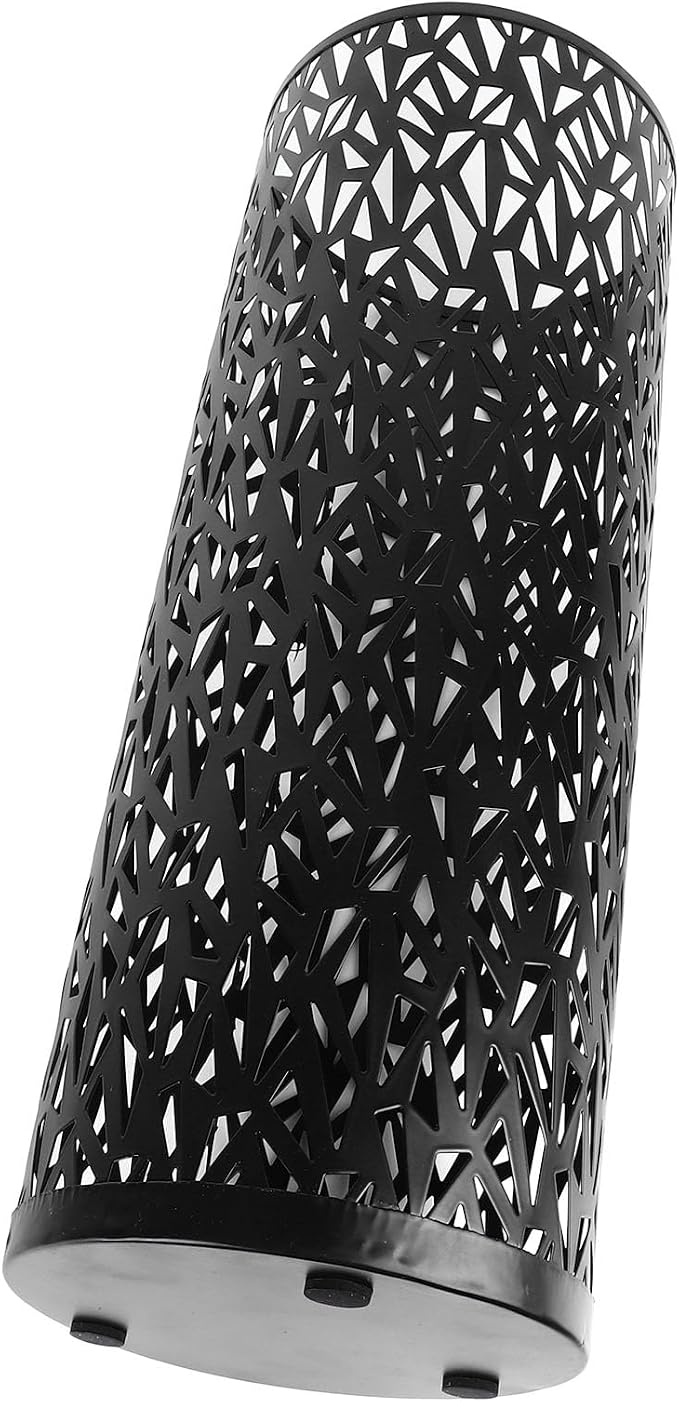 Metal Round Umbrella Stand Rack,Umbrella Holder Organizer Bin Hollowed Freestanding Canes Walking Sticks Holder for Entryway Home Hotel Office Decor (L)