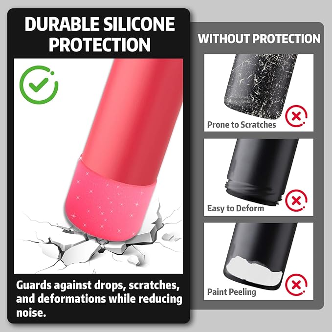 Silicone Boot for Owala 40oz Water Bottle – Anti-Slip Protective Cover, Bottle Boot, Base Cover Compatible with FreeSip, Sleeve for Stainless Steel Tumblers (Glitter Rose Red, 40OZ)