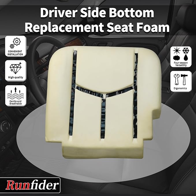 Driver Side Bottom Replacement Seat Foam Cushion Seat Foam Pad Compatible with Chevy Avalanche Silverado Suburban Tahoe GMC Sierra Yukon 2003 2004 2005 2006