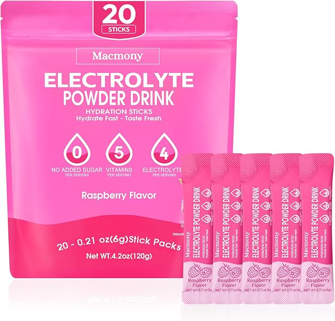 Electrolyte Powder Packets, Hydration Packets 20 Stick, Sugar Free Electrolytes for Rapid Recovery, Electrolyte Powder Drink Mix with Yerba Mate - Gluten Free, Keto Friendly, Vegan