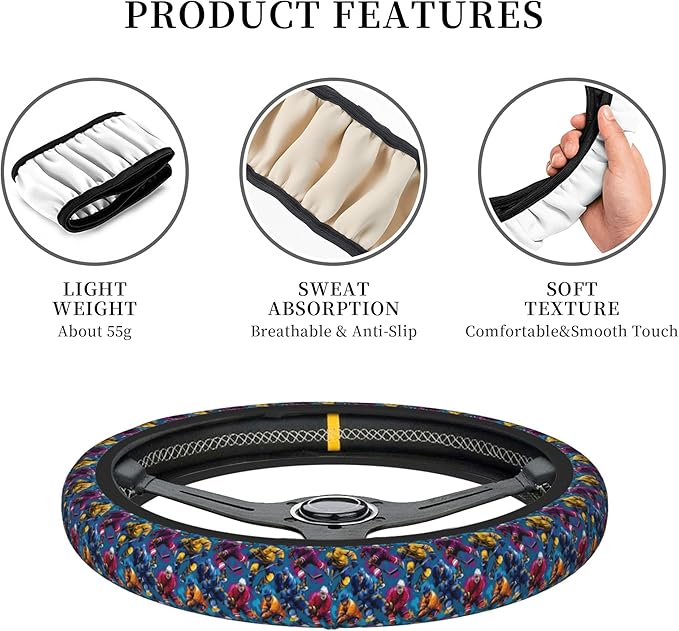 Car Steering Wheel Cover 15 Inch Leather Breathable Universal Auto Steering Wheel Protector Fit Auto Suvs Van Truck - Play Hockey 2